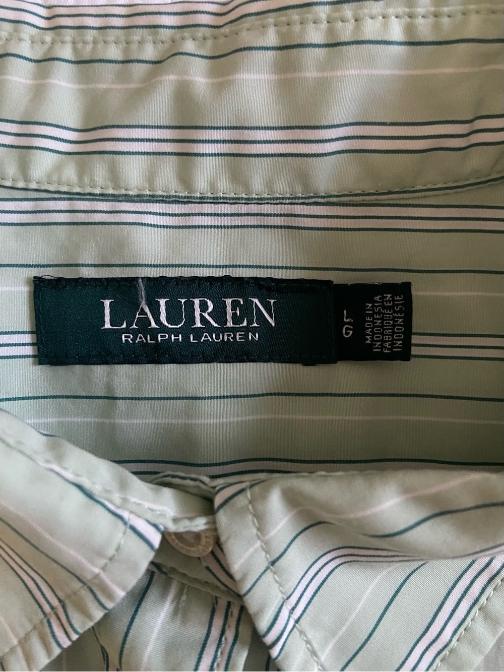 Ralph Lauren Light Green Striped Button Down Shirt Size Large - Picture 3 of 12